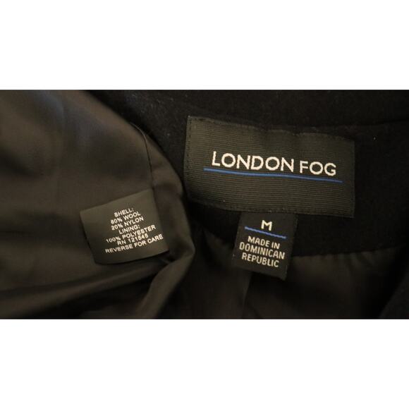 London Fog Black Wool Peacoat Coat Jacket Large Womens Classic Timeless Medium - Picture 6 of 7